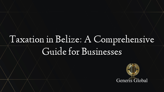 Taxation in Belize: A Comprehensive Guide for Businesses