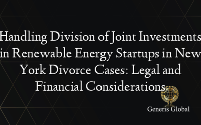 Handling Division of Joint Investments in Renewable Energy Startups in New York Divorce Cases: Legal and Financial Considerations