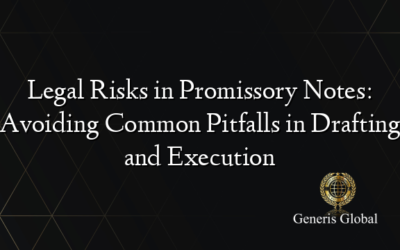 Legal Risks in Promissory Notes: Avoiding Common Pitfalls in Drafting and Execution