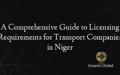 A Comprehensive Guide to Licensing Requirements for Transport Companies in Niger