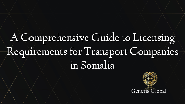 A Comprehensive Guide to Licensing Requirements for Transport Companies in Somalia
