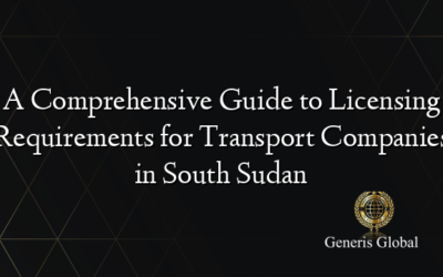 A Comprehensive Guide to Licensing Requirements for Transport Companies in South Sudan