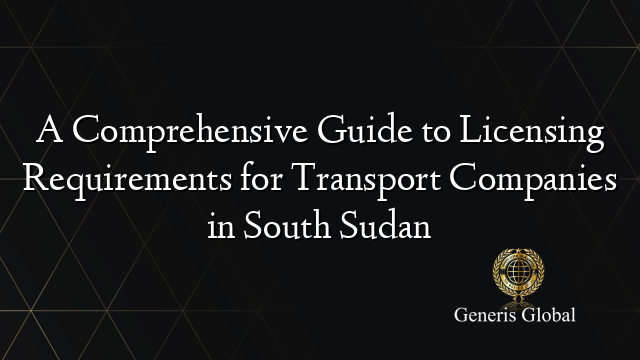 A Comprehensive Guide to Licensing Requirements for Transport Companies in South Sudan