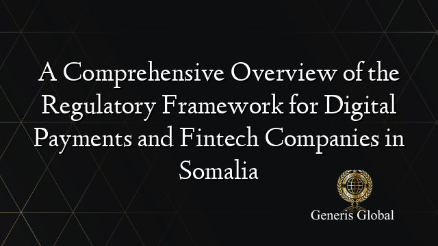 A Comprehensive Overview of the Regulatory Framework for Digital Payments and Fintech Companies in Somalia