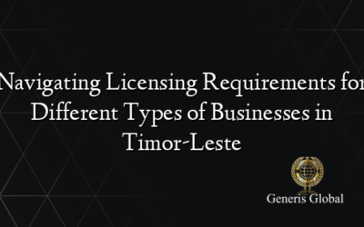 Navigating Licensing Requirements for Different Types of Businesses in Timor-Leste