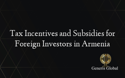 Tax Incentives and Subsidies for Foreign Investors in Armenia