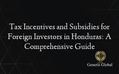 Tax Incentives and Subsidies for Foreign Investors in Honduras: A Comprehensive Guide