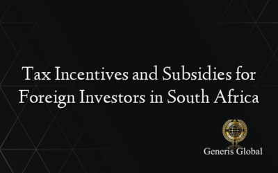 Tax Incentives and Subsidies for Foreign Investors in South Africa