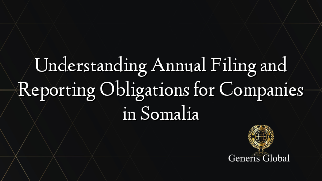 Understanding Annual Filing and Reporting Obligations for Companies in Somalia