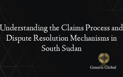 Understanding the Claims Process and Dispute Resolution Mechanisms in South Sudan