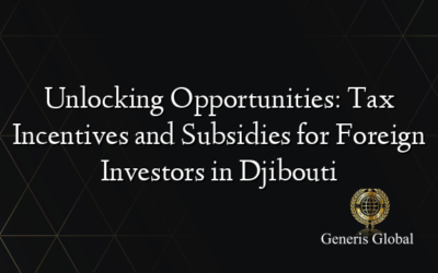 Unlocking Opportunities: Tax Incentives and Subsidies for Foreign Investors in Djibouti