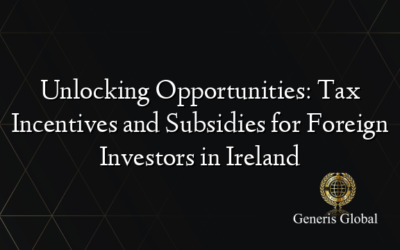 Unlocking Opportunities: Tax Incentives and Subsidies for Foreign Investors in Ireland