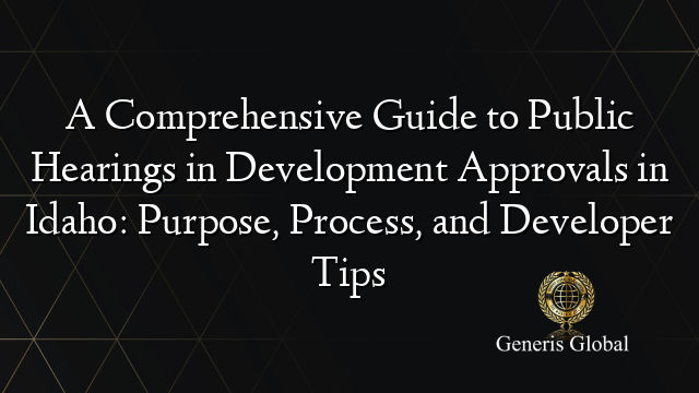 A Comprehensive Guide to Public Hearings in Development Approvals in Idaho: Purpose, Process, and Developer Tips