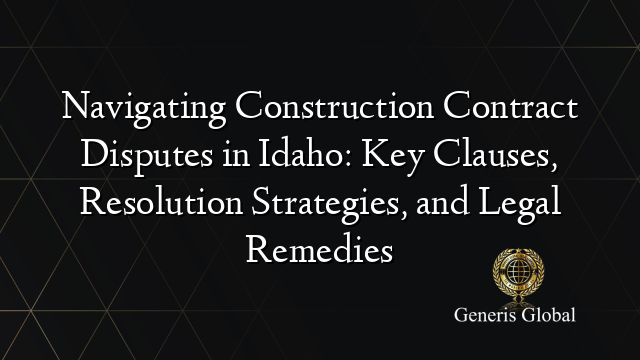 Navigating Construction Contract Disputes in Idaho: Key Clauses, Resolution Strategies, and Legal Remedies