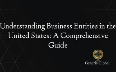 Understanding Business Entities in the United States: A Comprehensive Guide