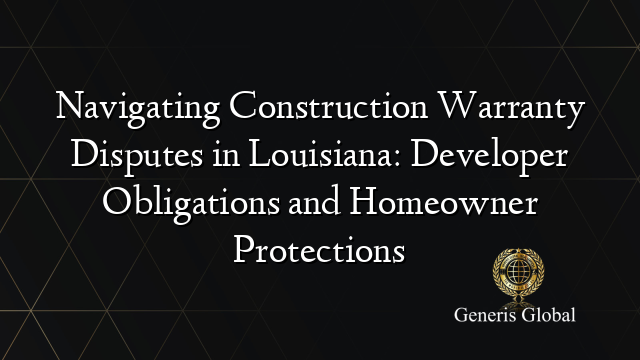 Navigating Construction Warranty Disputes in Louisiana: Developer Obligations and Homeowner Protections