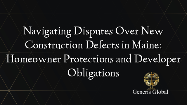 Navigating Disputes Over New Construction Defects in Maine: Homeowner Protections and Developer Obligations