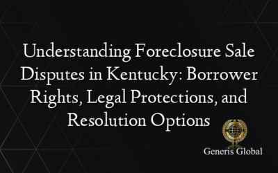 Understanding Foreclosure Sale Disputes in Kentucky: Borrower Rights, Legal Protections, and Resolution Options