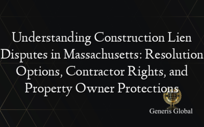 Understanding Construction Lien Disputes in Massachusetts: Resolution Options, Contractor Rights, and Property Owner Protections