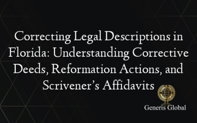 Correcting Legal Descriptions in Florida: Understanding Corrective Deeds, Reformation Actions, and Scrivener’s Affidavits