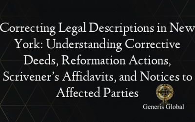Correcting Legal Descriptions in New York: Understanding Corrective Deeds, Reformation Actions, Scrivener’s Affidavits, and Notices to Affected Parties