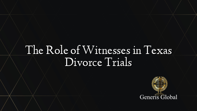 The Role of Witnesses in Texas Divorce Trials