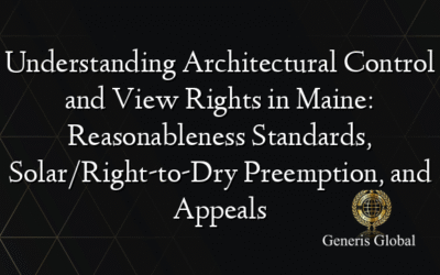 Understanding Architectural Control and View Rights in Maine: Reasonableness Standards, Solar/Right-to-Dry Preemption, and Appeals