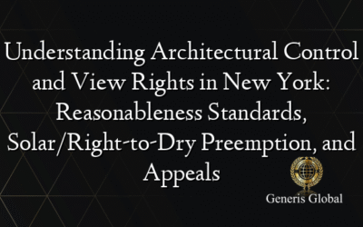 Understanding Architectural Control and View Rights in New York: Reasonableness Standards, Solar/Right-to-Dry Preemption, and Appeals