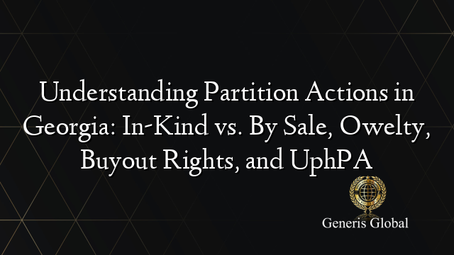 Understanding Partition Actions in Georgia: In-Kind vs. By Sale, Owelty, Buyout Rights, and UphPA