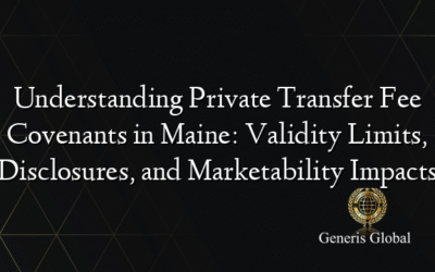 Understanding Private Transfer Fee Covenants in Maine: Validity Limits, Disclosures, and Marketability Impacts