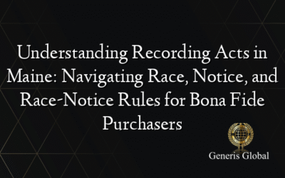 Understanding Recording Acts in Maine: Navigating Race, Notice, and Race-Notice Rules for Bona Fide Purchasers