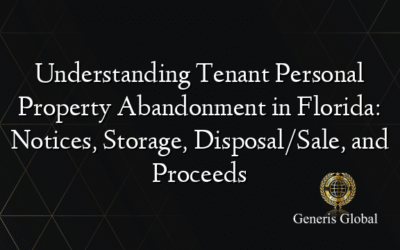 Understanding Tenant Personal Property Abandonment in Florida: Notices, Storage, Disposal/Sale, and Proceeds