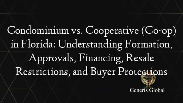Condominium vs. Cooperative (Co-op) in Florida: Understanding Formation, Approvals, Financing, Resale Restrictions, and Buyer Protections