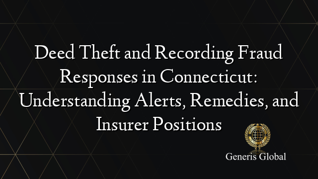 Deed Theft and Recording Fraud Responses in Connecticut: Understanding Alerts, Remedies, and Insurer Positions