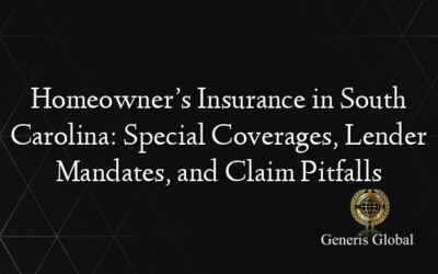 Homeowner’s Insurance in South Carolina: Special Coverages, Lender Mandates, and Claim Pitfalls