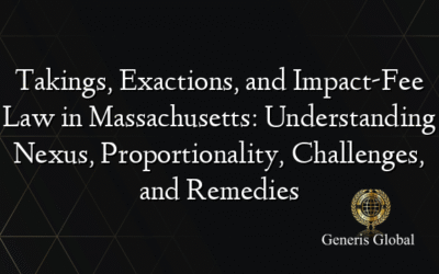 Takings, Exactions, and Impact-Fee Law in Massachusetts: Understanding Nexus, Proportionality, Challenges, and Remedies