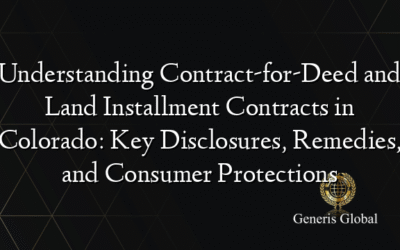 Understanding Contract-for-Deed and Land Installment Contracts in Colorado: Key Disclosures, Remedies, and Consumer Protections