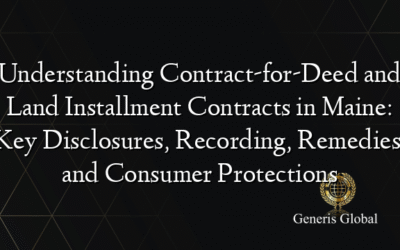 Understanding Contract-for-Deed and Land Installment Contracts in Maine: Key Disclosures, Recording, Remedies, and Consumer Protections