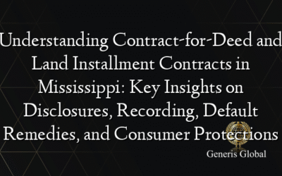 Understanding Contract-for-Deed and Land Installment Contracts in Mississippi: Key Insights on Disclosures, Recording, Default Remedies, and Consumer Protections