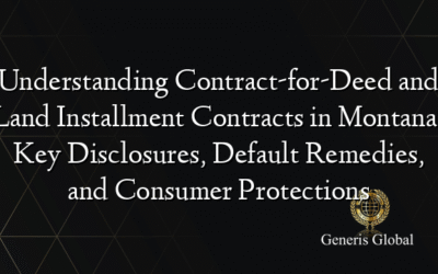 Understanding Contract-for-Deed and Land Installment Contracts in Montana: Key Disclosures, Default Remedies, and Consumer Protections