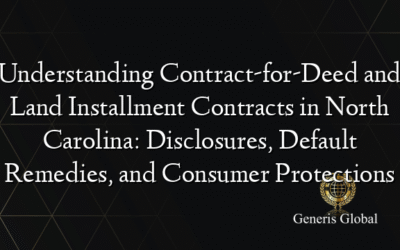 Understanding Contract-for-Deed and Land Installment Contracts in North Carolina: Disclosures, Default Remedies, and Consumer Protections