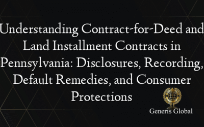 Understanding Contract-for-Deed and Land Installment Contracts in Pennsylvania: Disclosures, Recording, Default Remedies, and Consumer Protections