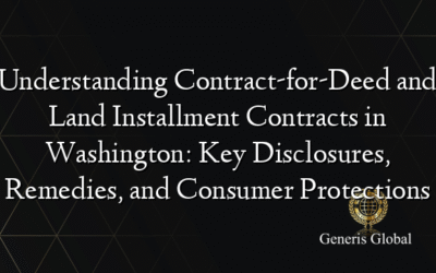 Understanding Contract-for-Deed and Land Installment Contracts in Washington: Key Disclosures, Remedies, and Consumer Protections