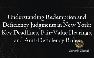 Understanding Redemption and Deficiency Judgments in New York: Key Deadlines, Fair-Value Hearings, and Anti-Deficiency Rules