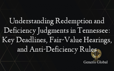 Understanding Redemption and Deficiency Judgments in Tennessee: Key Deadlines, Fair-Value Hearings, and Anti-Deficiency Rules
