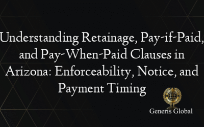 Understanding Retainage, Pay-if-Paid, and Pay-When-Paid Clauses in Arizona: Enforceability, Notice, and Payment Timing