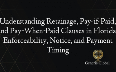 Understanding Retainage, Pay-if-Paid, and Pay-When-Paid Clauses in Florida: Enforceability, Notice, and Payment Timing