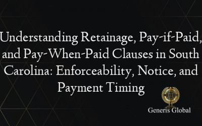 Understanding Retainage, Pay-if-Paid, and Pay-When-Paid Clauses in South Carolina: Enforceability, Notice, and Payment Timing