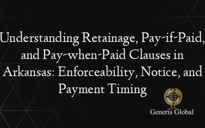 Understanding Retainage, Pay-if-Paid, and Pay-when-Paid Clauses in Arkansas: Enforceability, Notice, and Payment Timing