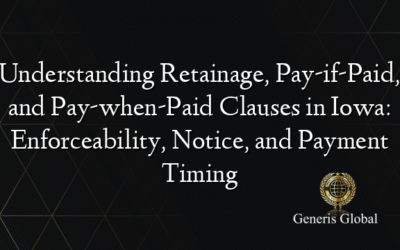 Understanding Retainage, Pay-if-Paid, and Pay-when-Paid Clauses in Iowa: Enforceability, Notice, and Payment Timing